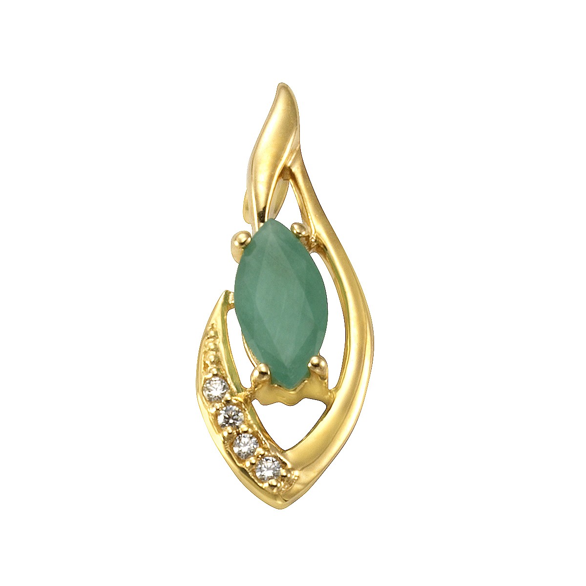 Pendant 375/- yellow gold with emerald white topaz