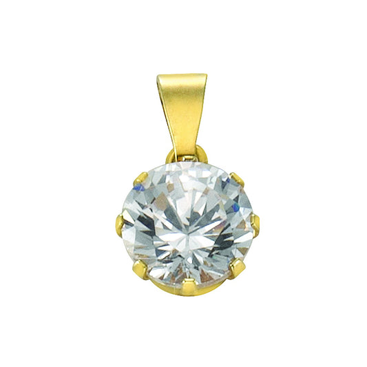 Elegant pendant 333 yellow gold with white zirconia 7mm