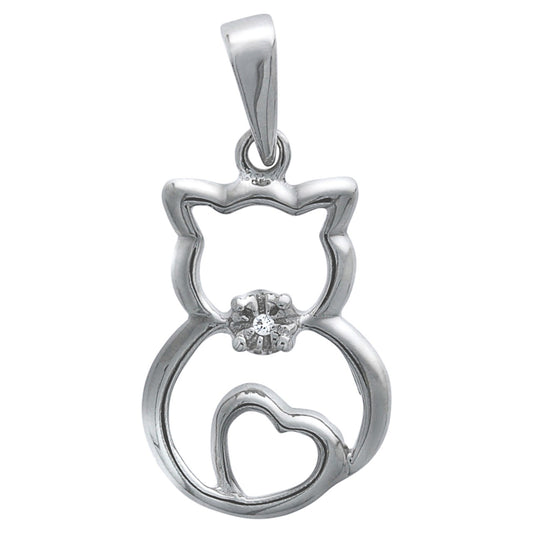 Anhänger 925/- Sterling Silber rhodiniert 2,3cm Zirkonia Katze