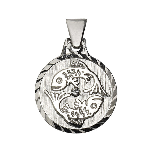 Anhänger Fische 925/- Sterling Silber rhodiniert 1,7cm Kristall