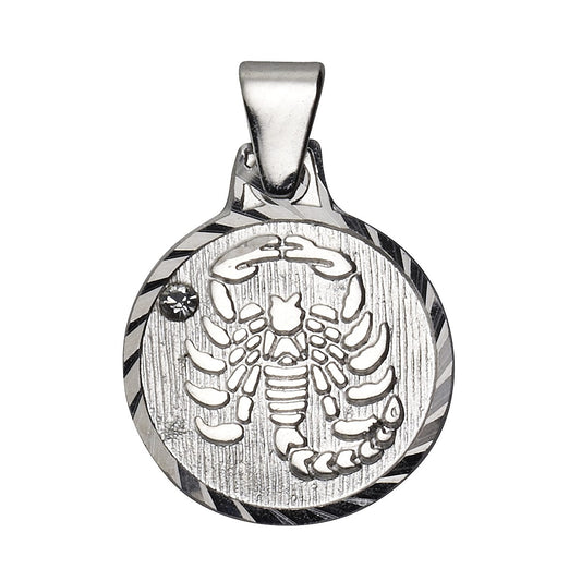 Pendant 925/- Sterling silver rhod. Scorpio