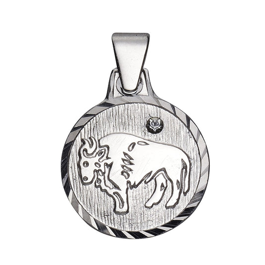 925/- Sterling silver rhod. bull