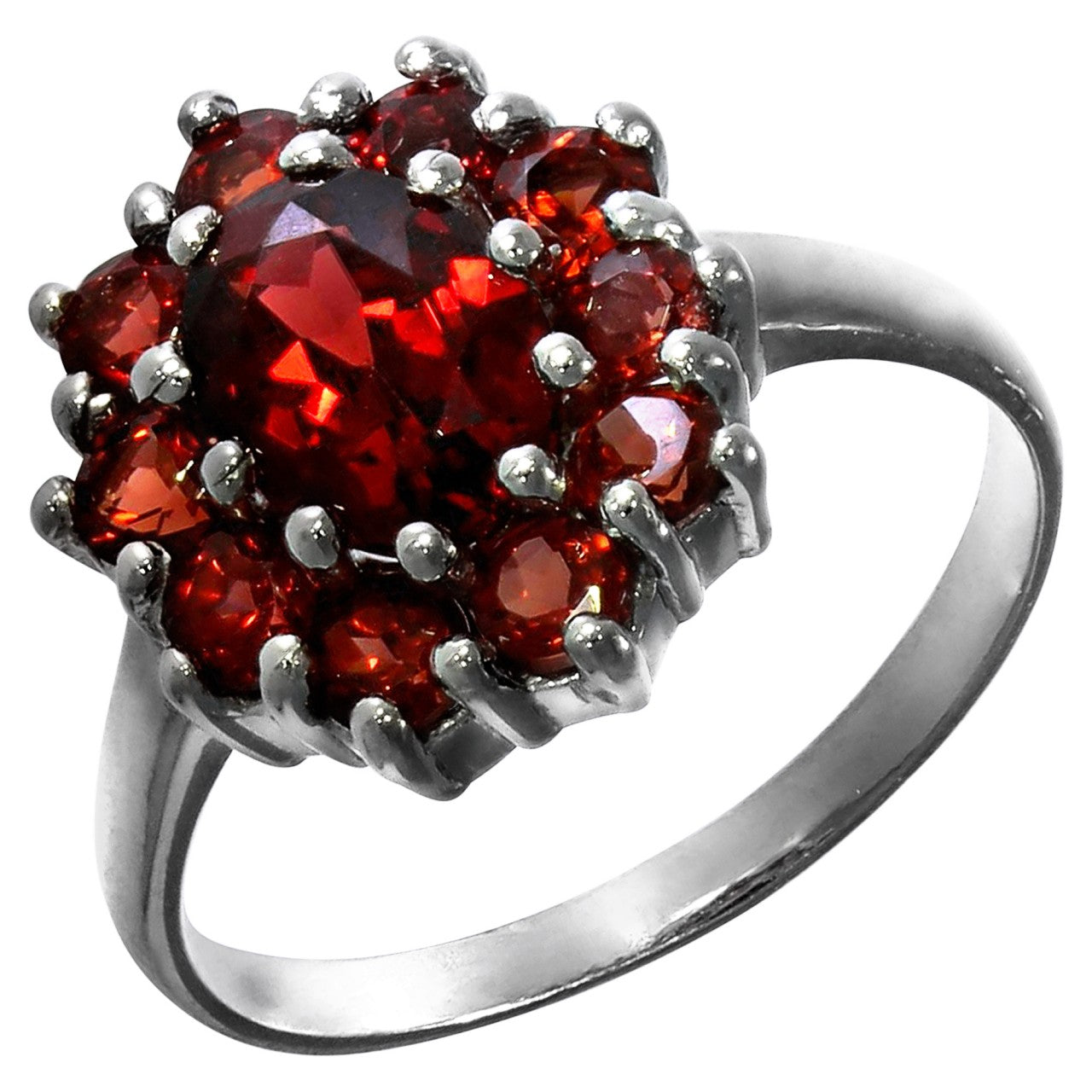 Ring 925/- Sterling Silber rhodiniert Granat