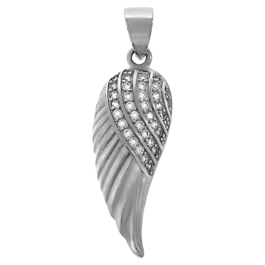 Anhänger 925/- Sterling Silber rhodiniert 3,2cm Zirkonia Engelsflügel