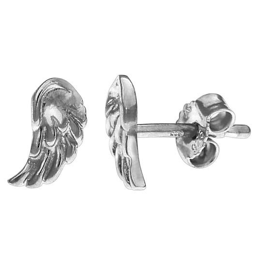 Ohrstecker 925/- Sterling Silber rhodiniert 0,8cm Engel Flügel