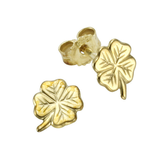 Stud earrings clover leaf 333 gold