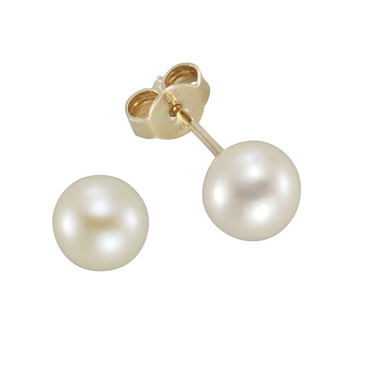 Stud earrings 585 gold beads 6-6.5mm