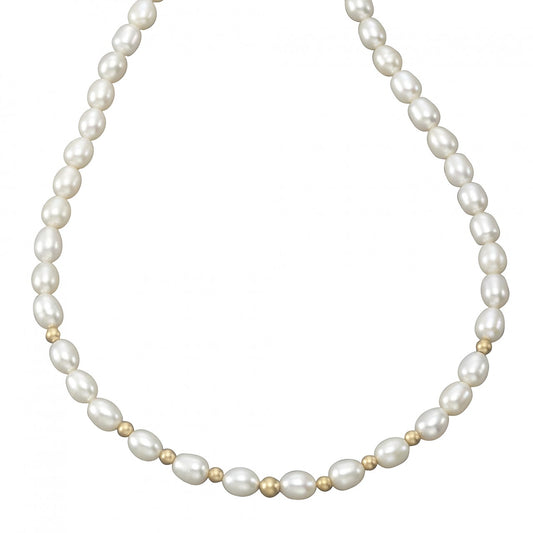 Necklace 585/- gold plated 45cm freshwater cultured pearl