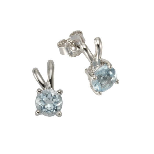 Stud earrings 925/- sterling silver blue topaz beh. blue 1.25cm shiny