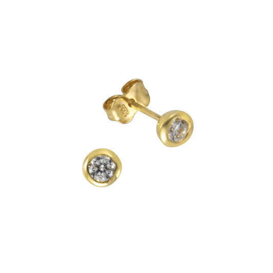 Stud earrings 375/- yellow gold 2x zirconia