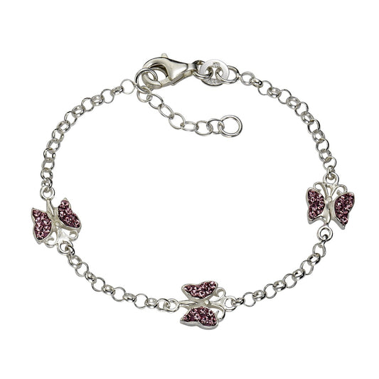 925/- Sterling silver crystal pink