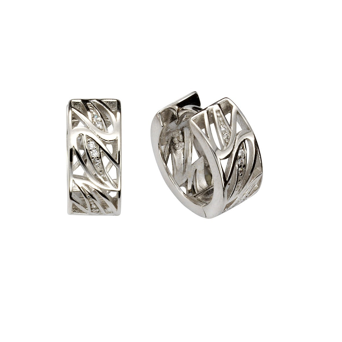 Folding hoop earrings 925 silver zirconia