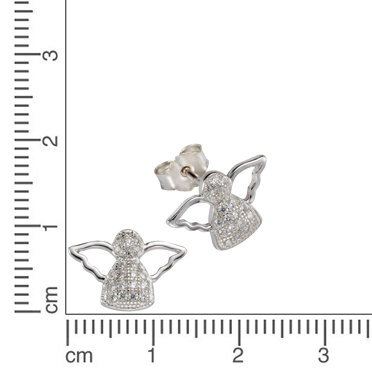 Ohrstecker 925/- Sterling Silber rhodiniert 1,4cm Zirkonia Engel