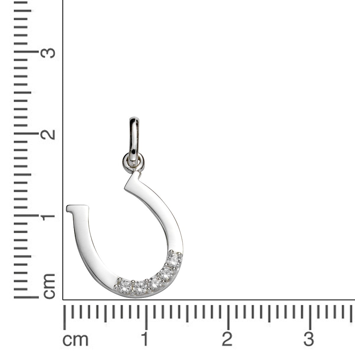 Anhänger Hufeisen 925/- Sterling Silber rhodiniert 2,2cm Zirkonia