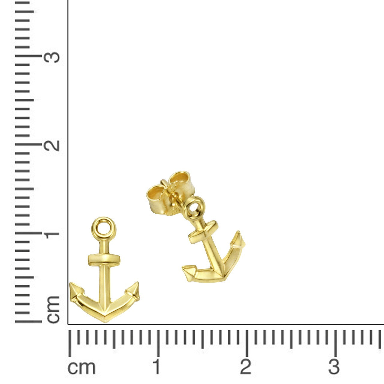 Anchor stud earrings 333/- yellow gold 1.1cm shiny