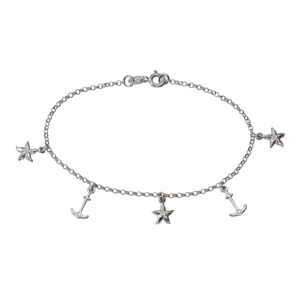 Armband 925 Silber rhodiniert Anker Seestern