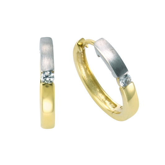 Hoop earrings 333 gold two-tone 16mm zirconia