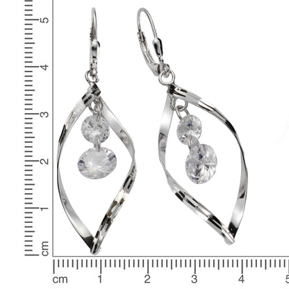 Ohrhänger 925/- Sterling Silber rhodiniert 5,5cm Zirkonia