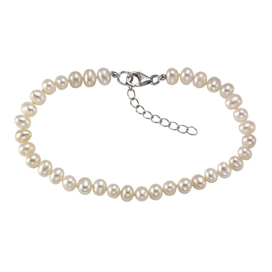 925 silver rhodium-plated with freshwater cultured pearls in white