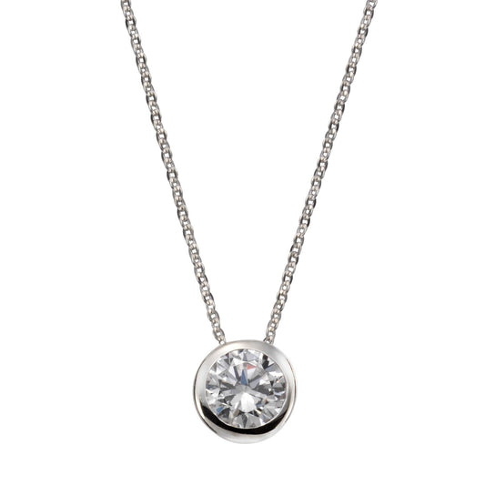 Collier 925/- Sterling Silber rhodiniert 42+5cm Zirkonia