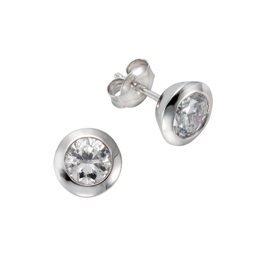 Ohrstecker 925 Sterling Silber Zirkonia rund