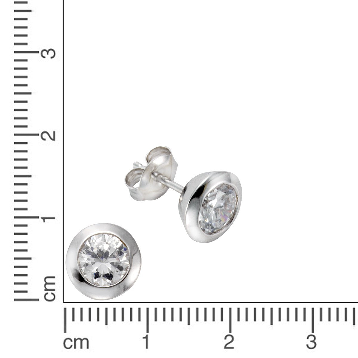 Ohrstecker 925 Sterling Silber Zirkonia rund