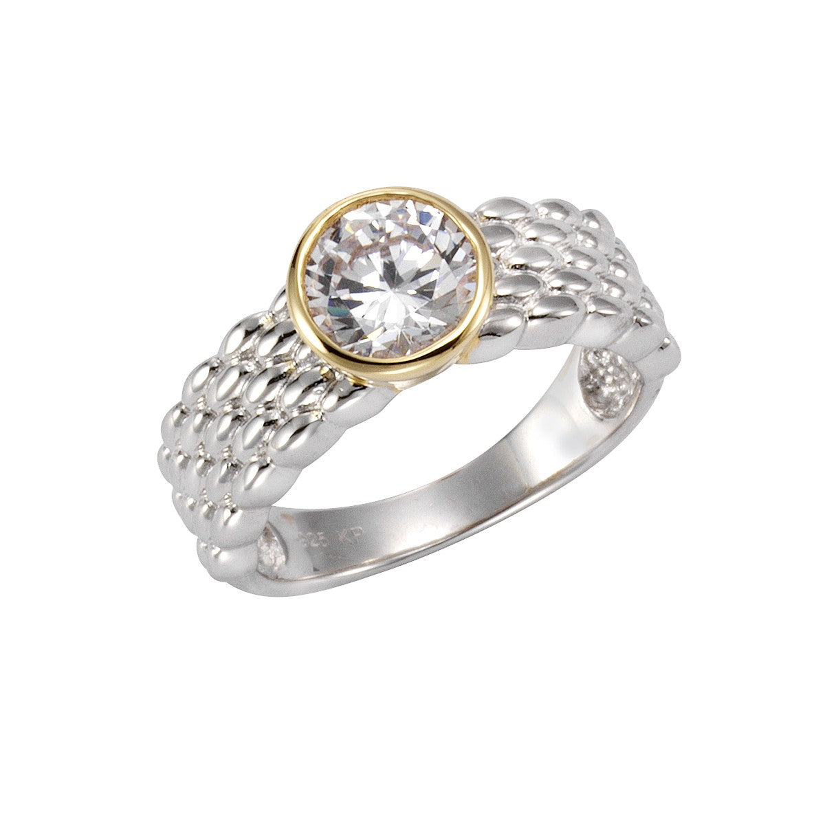 Ring 925/- Sterling Silber vergoldet (teil) Zirkonia