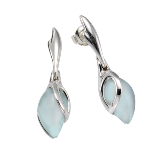 Ohrstecker 925/- Sterling Silber rhodiniert 2,7cm Aqua-Achat