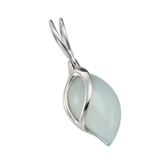 Anhänger 925/- Sterling Silber rhodiniert 3,65cm Aqua-Achat 8,35ct