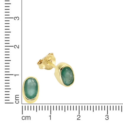 Stud earrings 375/- yellow gold with emerald