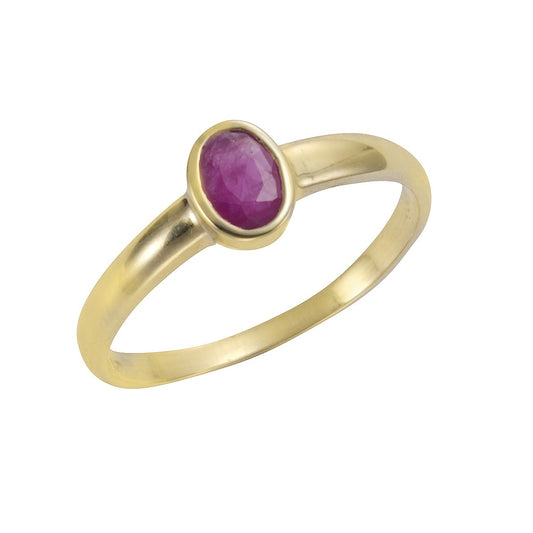 Ring 375/- yellow gold with ruby