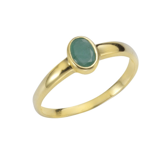 Ring 375/- yellow gold with emerald