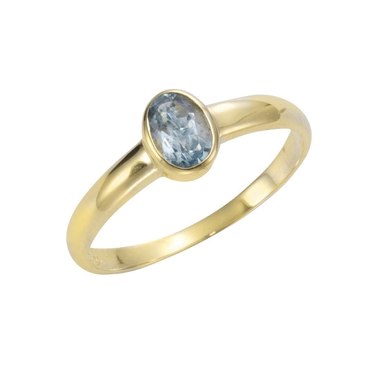 Ring 333/- yellow gold with blue topaz (cased)