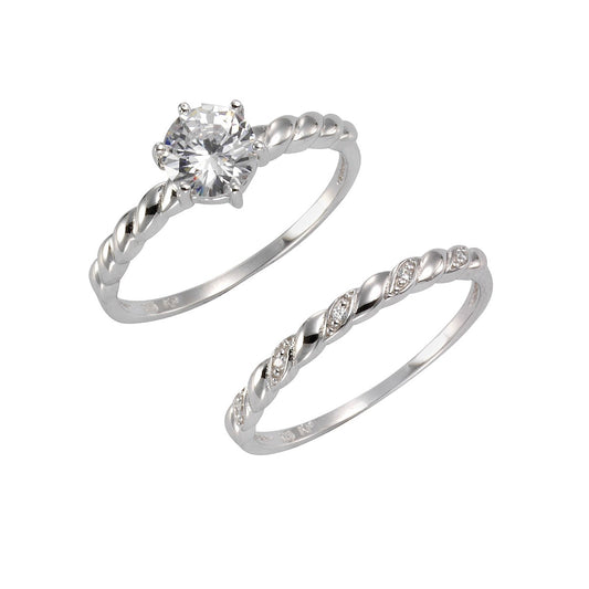 925 silver two-piece white zirconia