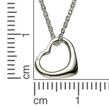 Halskette Ankerkette 925/- Sterling Silber rhodiniert 40,5cm ohne Stein Herz