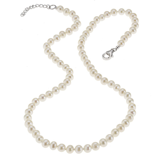 925 silver rhodium-plated with freshwater cultured pearls in white