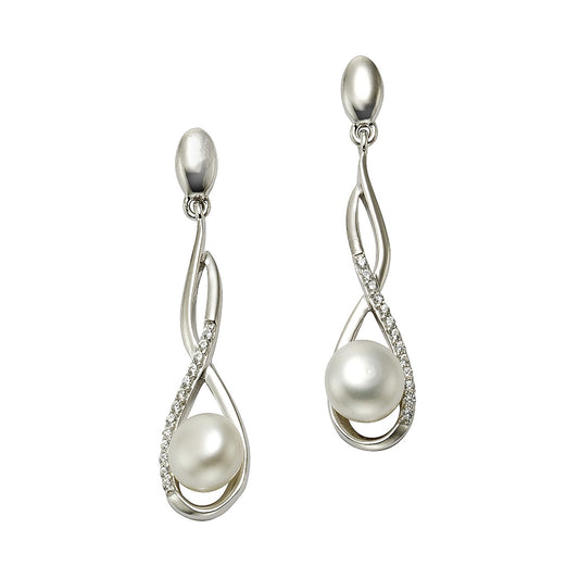 925 silver rhodium plated with white pearl and zirconia