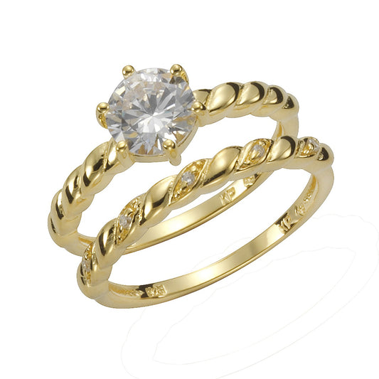 925 silver gold plated white zirconia