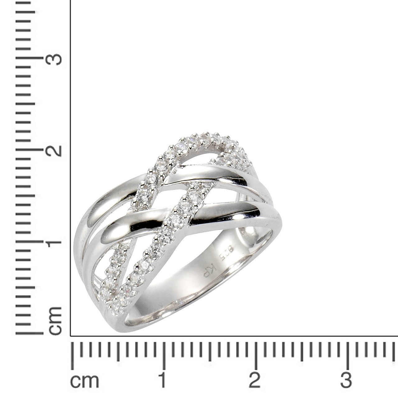 925 silver rhodium-plated white zirconia