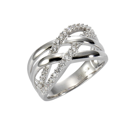 925 silver rhodium-plated white zirconia