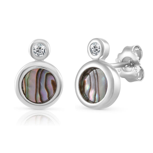 925 silver rhodium plated abalone zirconia