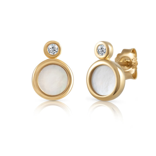 925 silver gold plated mother of pearl zirconia