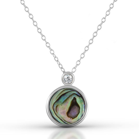 Halskette 925 Silber rhodiniert Abalone Zirkonia