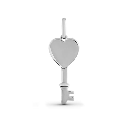 925 silver rhodium plated key with heart