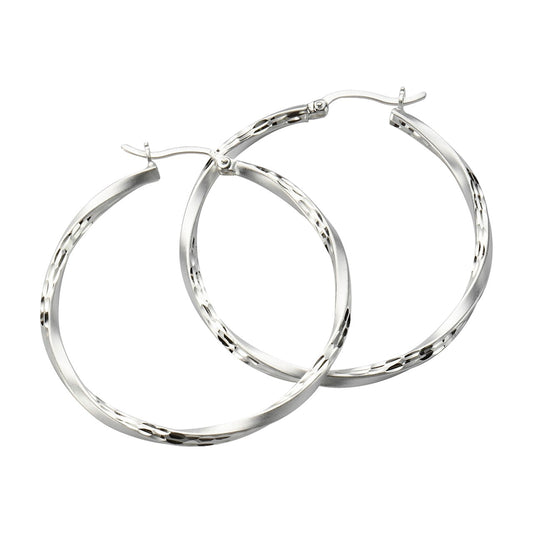 Hoop earrings 925 silver rhodium-plated 4.0cm