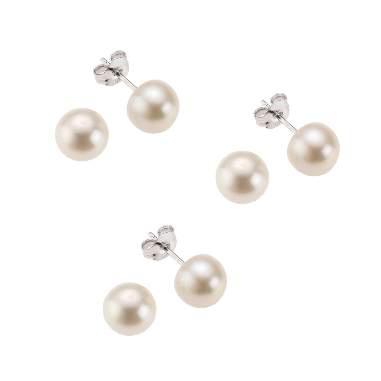 925 silver freshwater cultured pearls white 8mm