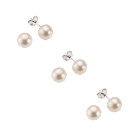 925 silver rhodium-plated freshwater cultured pearls white 6mm