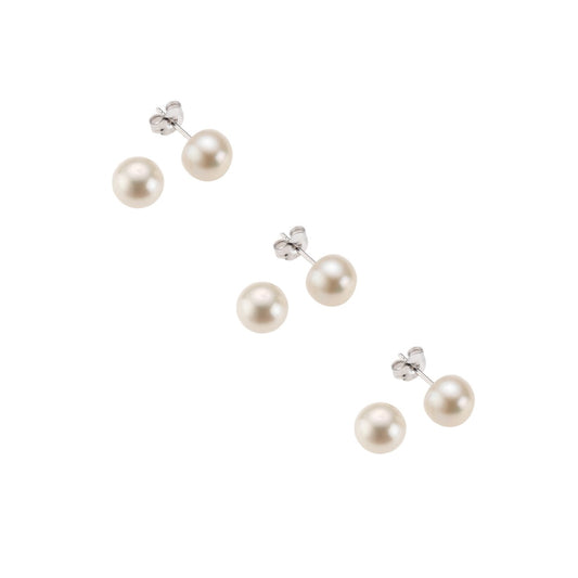 925 silver rhodium-plated freshwater cultured pearls white 4mm