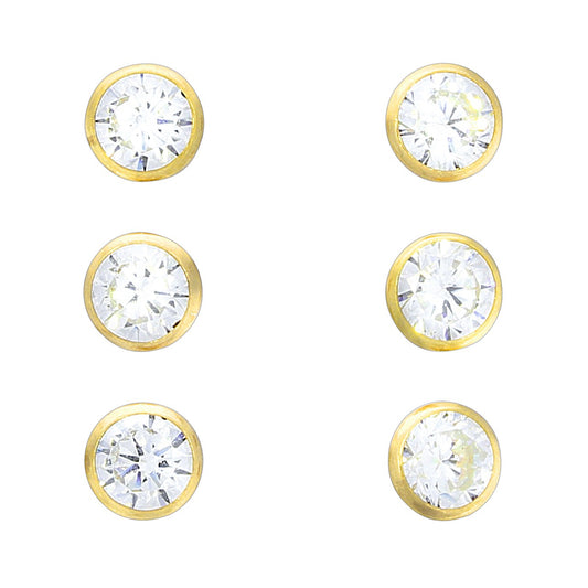 925 silver yellow gold plated set of 3 4mm