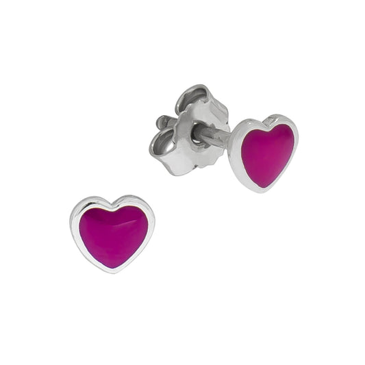 925/- Sterling silver heart lacquer pink